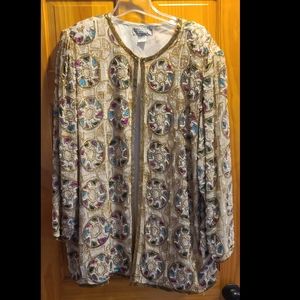 1980s Vintage Judith Ann Plus Beaded Silk Evening Jacket